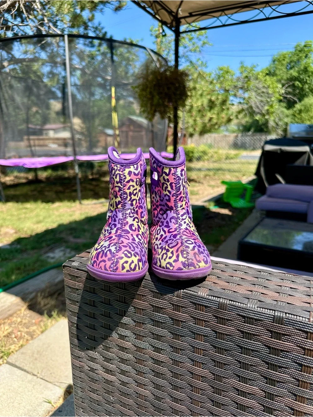 Bogs Kids Purple & Pink Leopard snow Boots